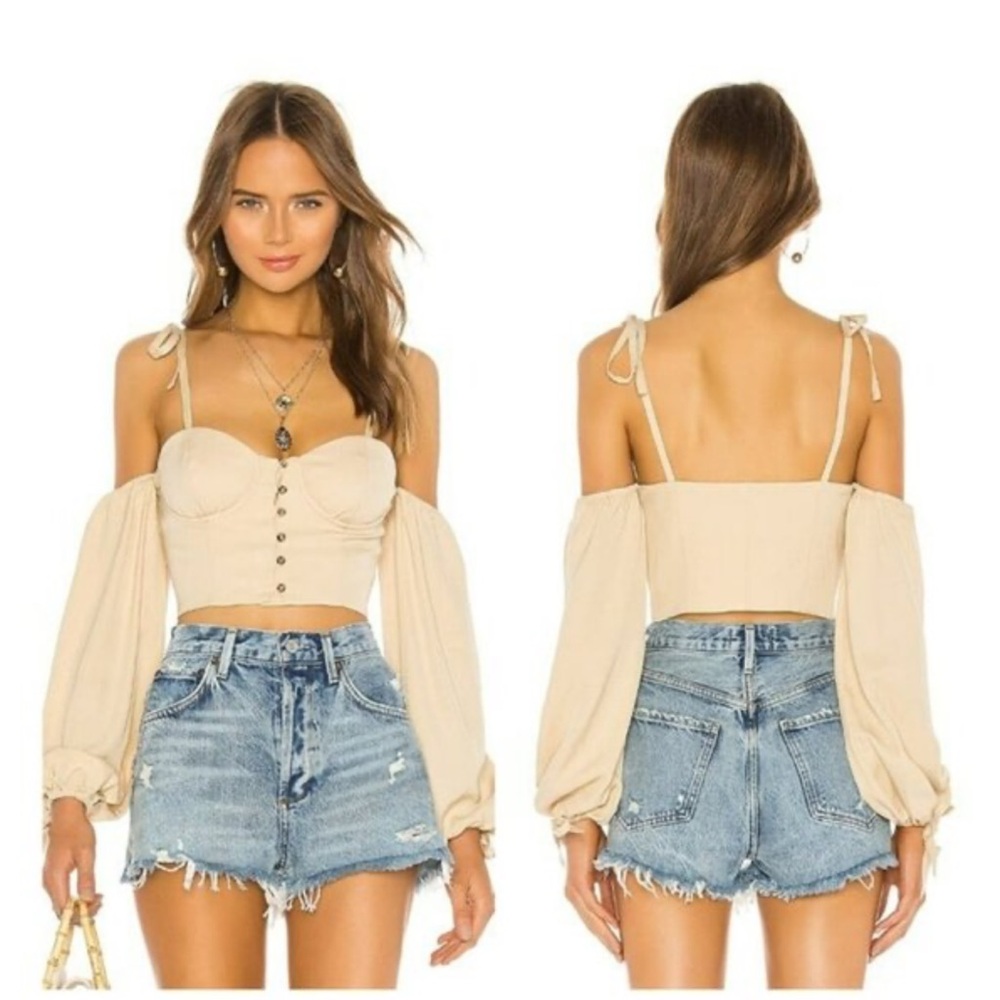 Tularosa Beige Off-Shoulder Blouse